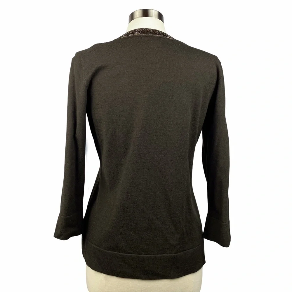 VINTAGE NINE WEST Sequined Brown Cardigan L